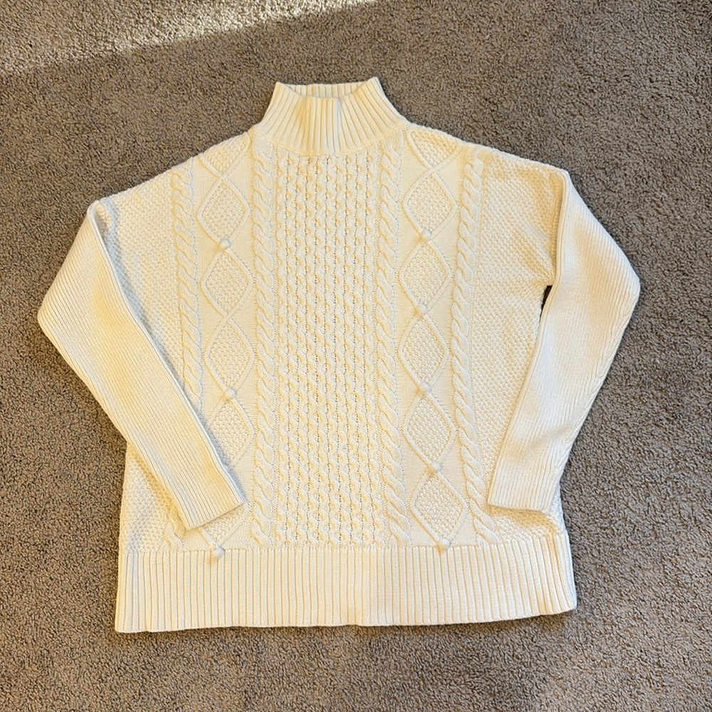 J. Crew Cream Turtleneck Fisherman Sweater